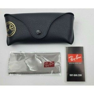 New authentic Ray-Ban black glasses/sunglasses case & cleaning cloth gold logo